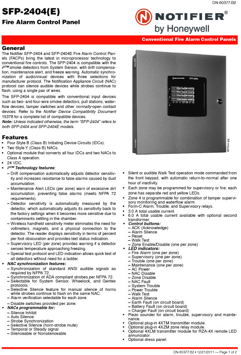Notifier Fire Alarm catalog