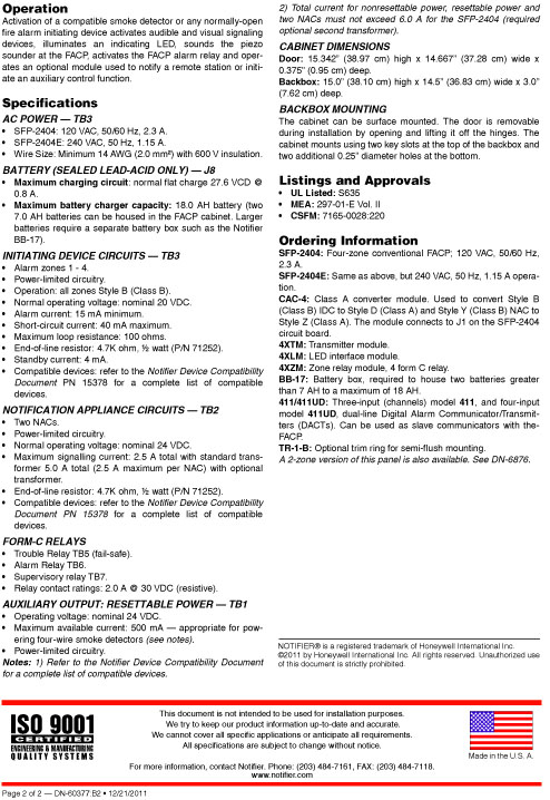 Notifier Fire Alarm catalog