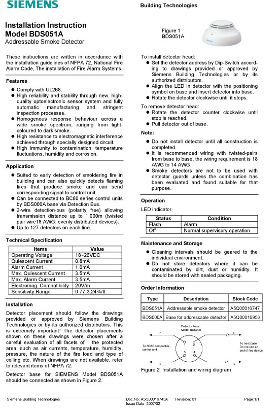 Siemens Fire Alarm catalog